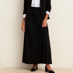 Joan Vass Maxi Skirt Classic Black Workwear  Preppy Office Minimalist